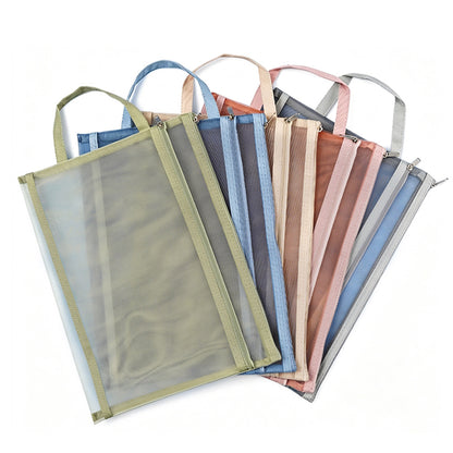 5 Pack Mesh Zipper Pouches A4 Storage Bags with Handle for Puzzles Blocks Toys
