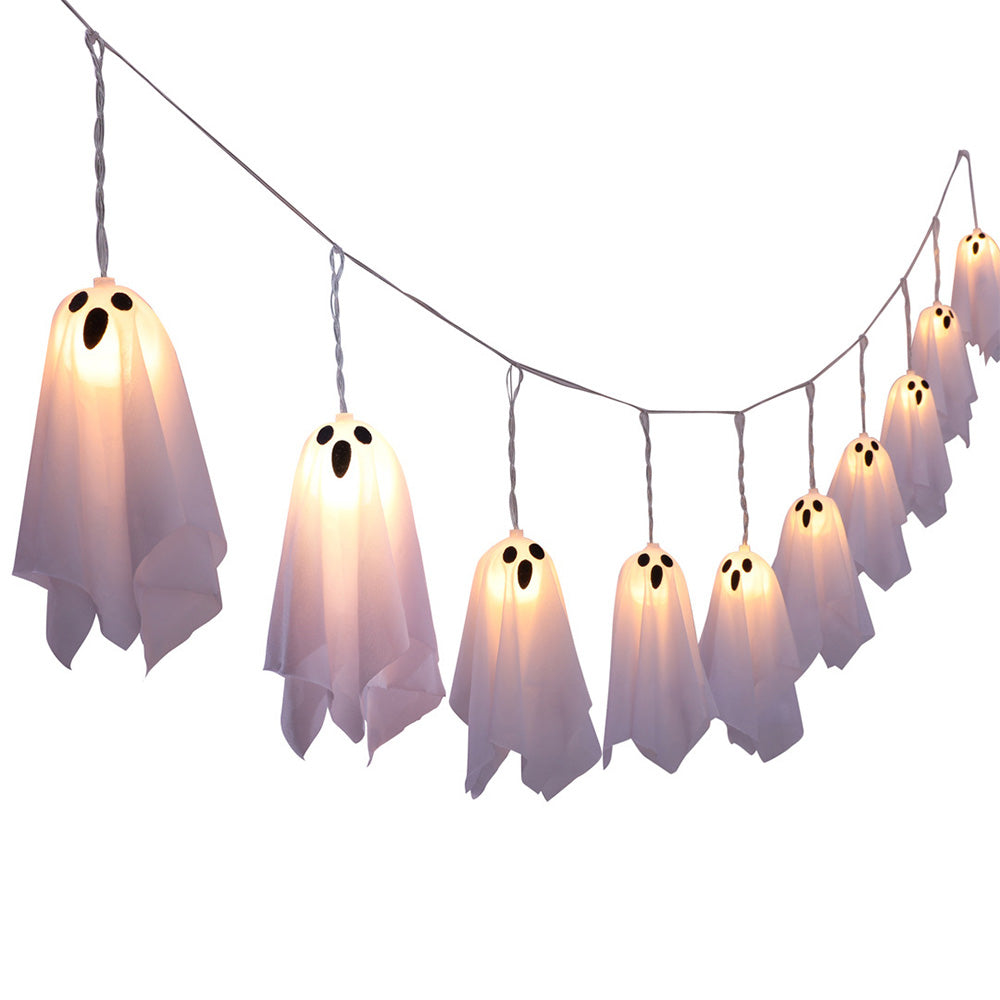 10 Ghost Halloween Hanging Light String with 8 Modes