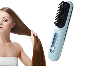 USB Cordless Mini Hair Straightener Brush Anti Scald Comb