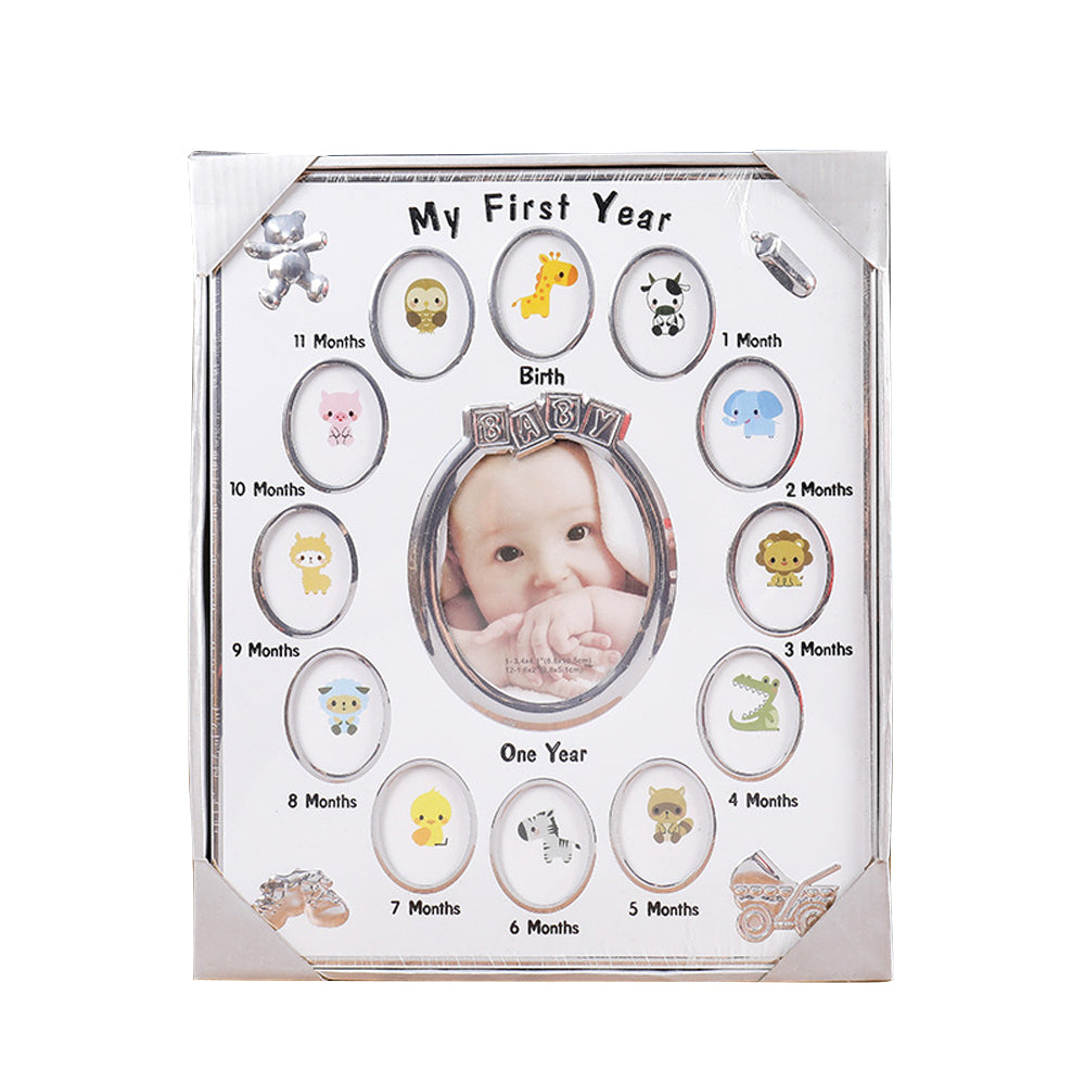 Baby's First Year Picture Photo Frame Newborn Baby Shower Gift White