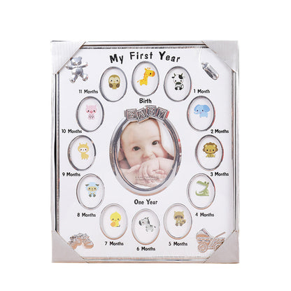 Baby's First Year Picture Photo Frame Newborn Baby Shower Gift White