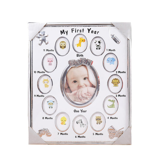 Baby's First Year Picture Photo Frame Newborn Baby Shower Gift White