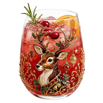 Christmas Embossed Whiskey Glass Christmas Whiskey Glass - Reindeer