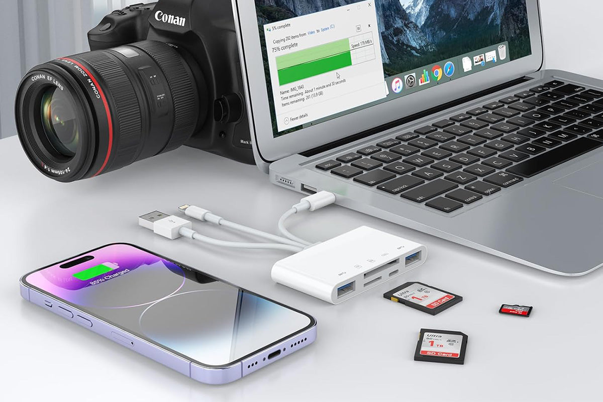 5 In 1 USB OTG Adapter SD Memory Card Reader for iPhone iPad