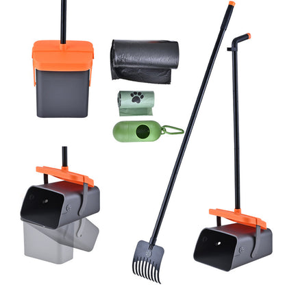 Pet Pooper Scooper Swivel Bin And Rake With Bag Attachment For Lawn Yard