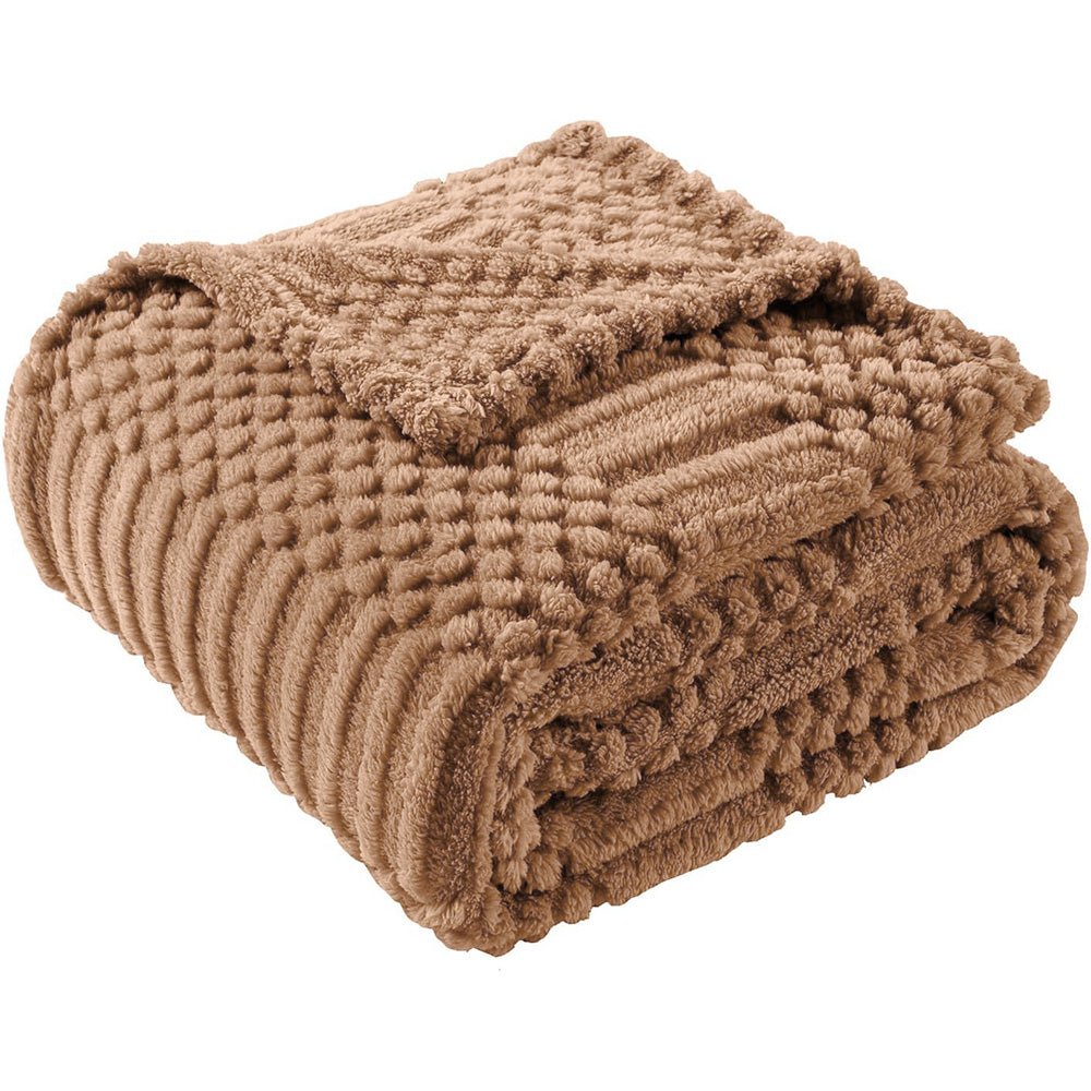 Soft Fluffy Fleece Throw Blanket for Sofa Couch Bed Living Room All Season Cozy-Brown