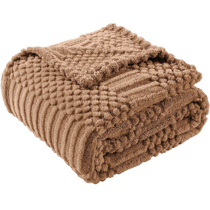 Soft Fluffy Fleece Throw Blanket for Sofa Couch Bed Living Room All Season Cozy-Brown