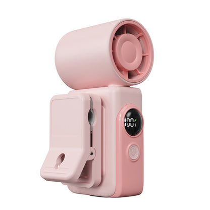 Clip On Handheld Turbo Fan with LED Display 4 Speeds and 180 Degree Tilt - Pink