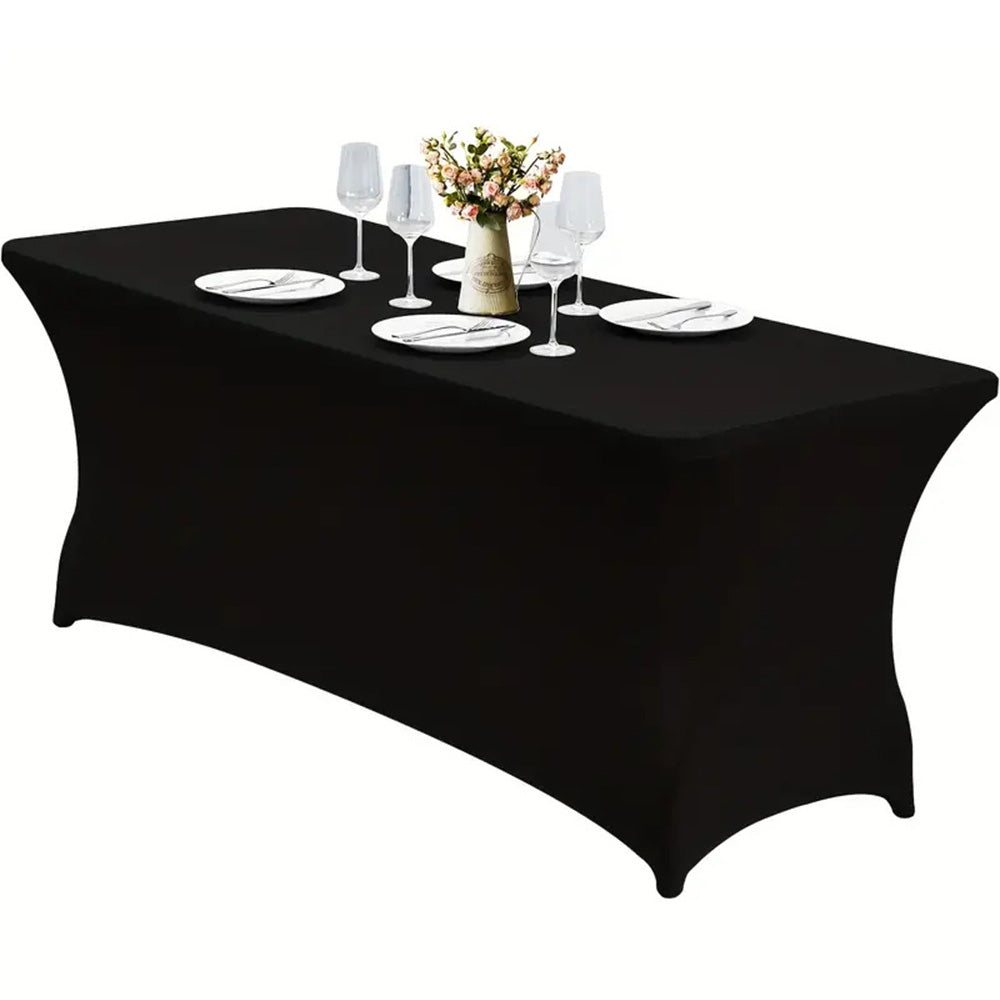 Rectangular Spandex Stretch Tablecloth for Wedding Party Black