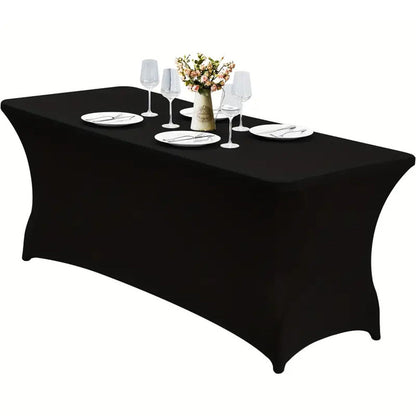 Rectangular Spandex Stretch Tablecloth for Wedding Party Black