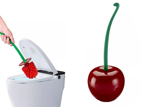 Cherry Shape Toilet Brush with Holder Bowl and Long Handle Bathroom Cleaning Tool