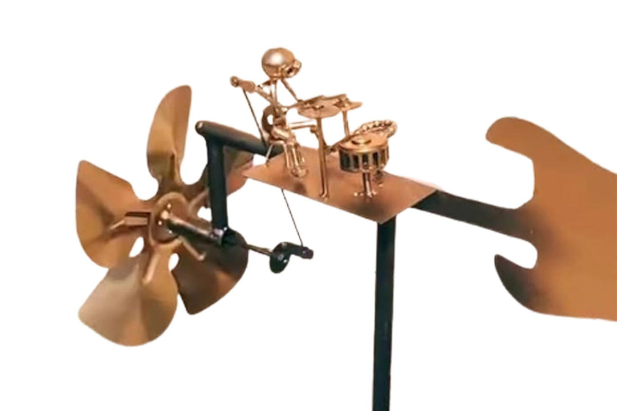 Handmade Drummer Windmill Metal Rock Band Windmill for Yard Lawn Garden Patio Decor -Drum Set Windmill