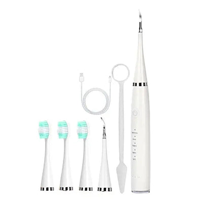 6-in-1 Electric Ultrasonic Teeth Calculus Remover Oral Tooth Cleaner White