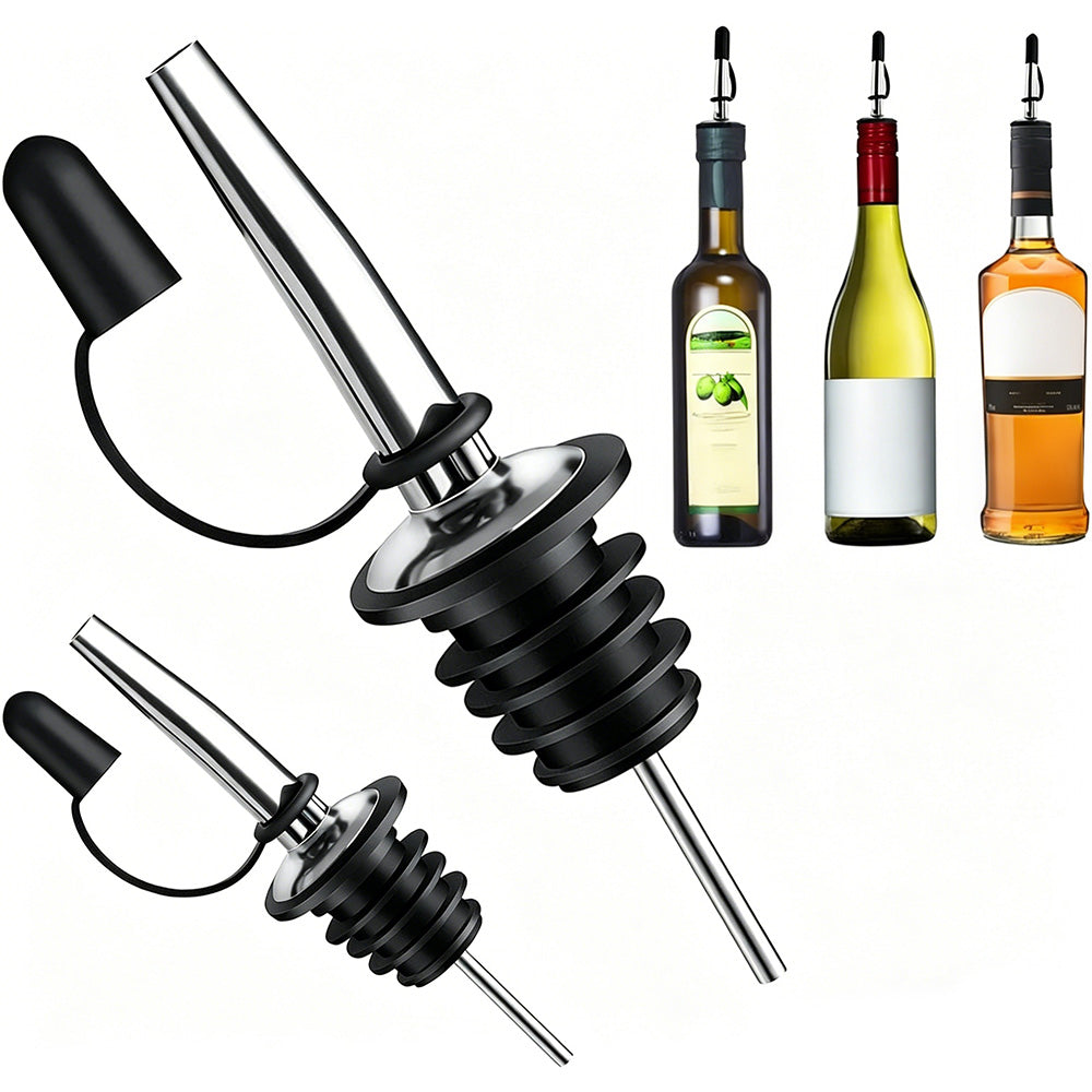 12Pcs Stainless Steel Non Drip Wine Pourers with Dust Caps-Silver