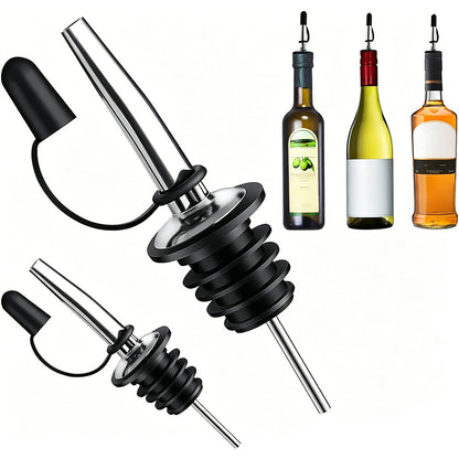 12Pcs Stainless Steel Non Drip Wine Pourers with Dust Caps-Silver
