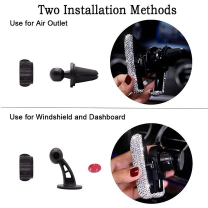 Universal Bling Rhinestones Car Phone Holder Car Air Vent Mount Phone Gravity Holder