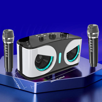Wireless Bluetooth Karaoke Speaker with 2 Microphone Home KTV Set White