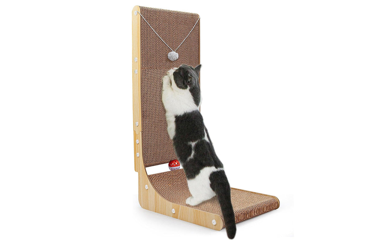Cat Scratcher Scratching Board Corrugated Cardboard Scratch L Shape Cat Scratch Pad