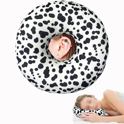 Round Donut Side Sleeping Pillow with Ear Space and Removable Cover