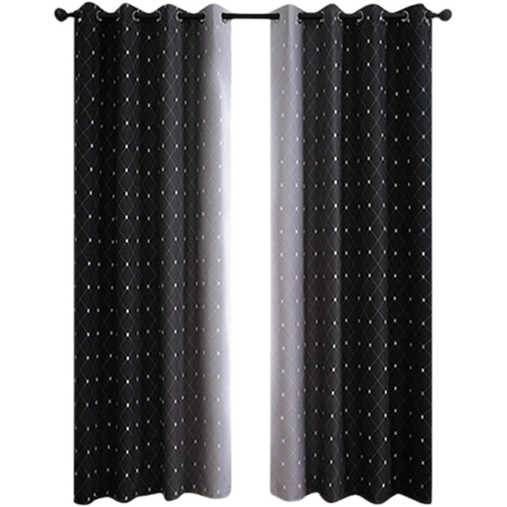 Blackout Curtain Gradient Color Curtains-Black