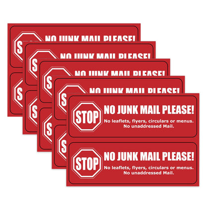 10 Pack Self Adhesive No Junk Mail Mailbox Stickers