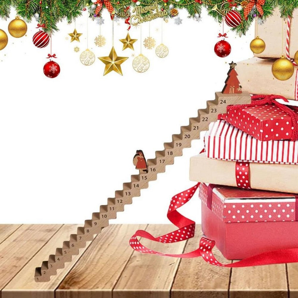 Wooden Stair Christmas Advent Calendar Funny Santa Stairs Countdown Calendar Wood Stairs Climbing Decoration