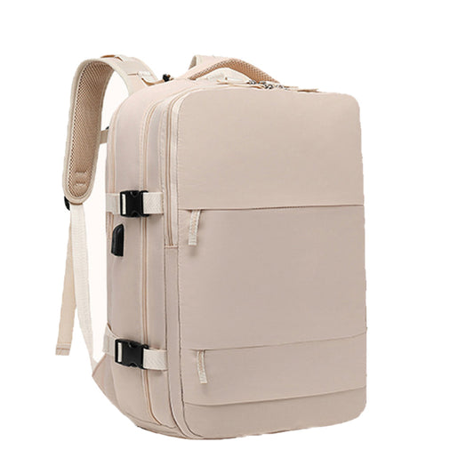 Travel Backpack Airline Carry On Backpack Water Resistant Sports Luggage Bag with Shoe Compartment Beige