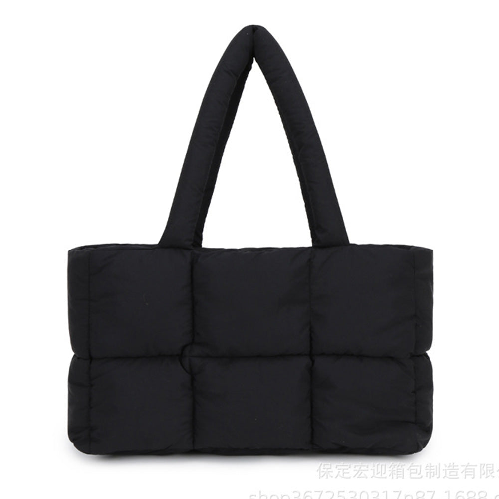 Puffer Tote Bag Large Quilted Puffy Handbag Lightweight Satchel Purse Black