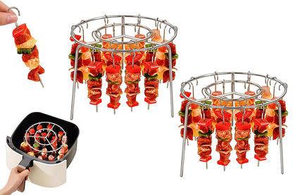 Air Fryer Grill Round Stainless Steel Air Fryer Skewer for BBQ Kabob Barbecue