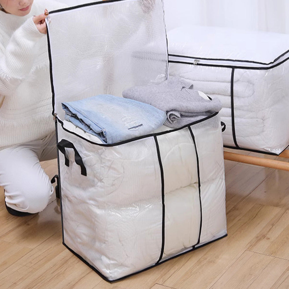Clear Clothes Storage Bag with Handle Closet Organizer Container for Bedding Blanket Pillow Clothing Style 2