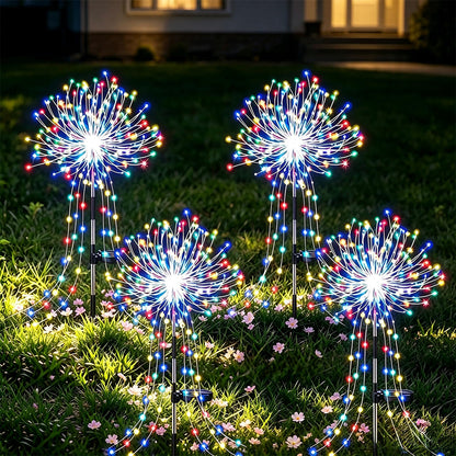 4 Pack Solar Firework Lights String with 8 Modes - Mixed Color