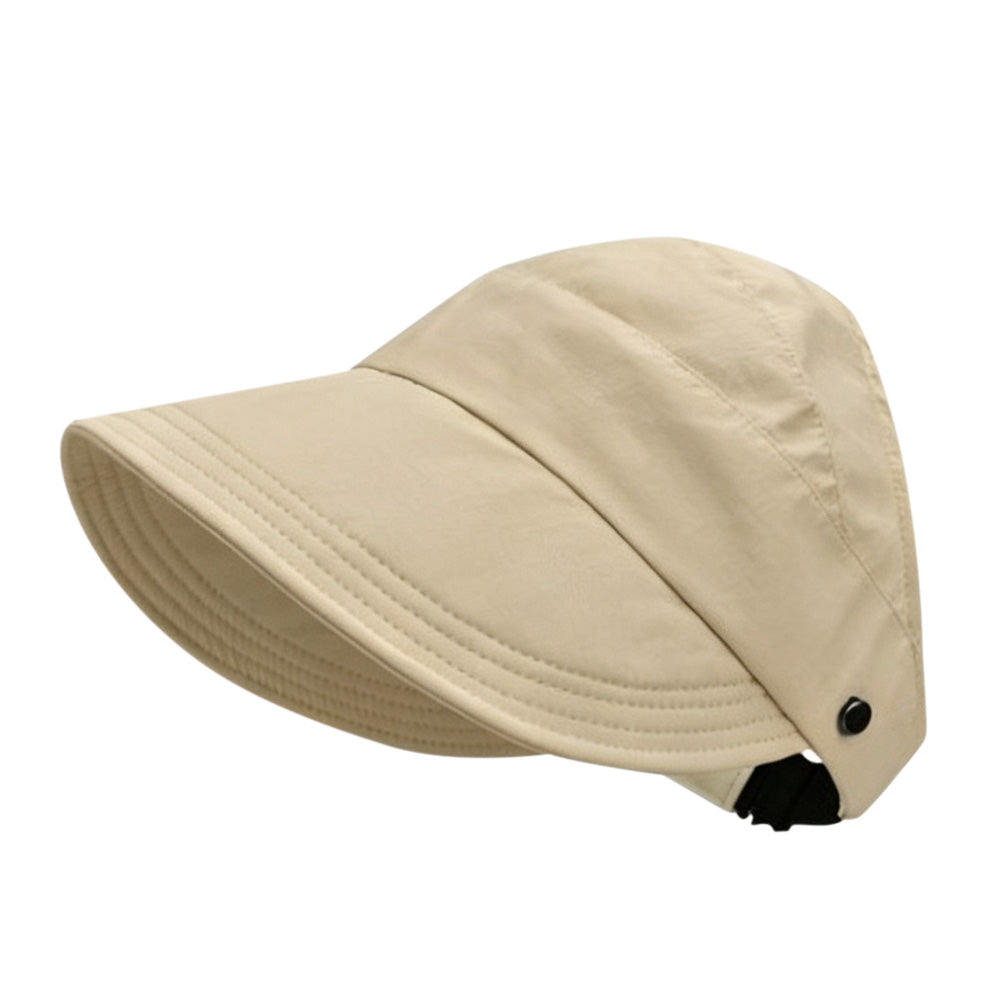 Wide Brim Quick Dry Foldable Sun Hat with Ponytail Opening - Khaki