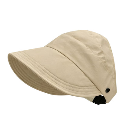 Wide Brim Quick Dry Foldable Sun Hat with Ponytail Opening - Khaki