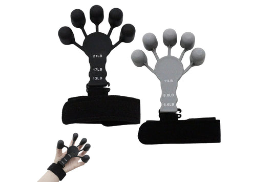 2Pcs Hand Grip Strength Trainer Finger Strengthener Exerciser Fingers Therapy Pain Relief For Arthritis-Black and Grey