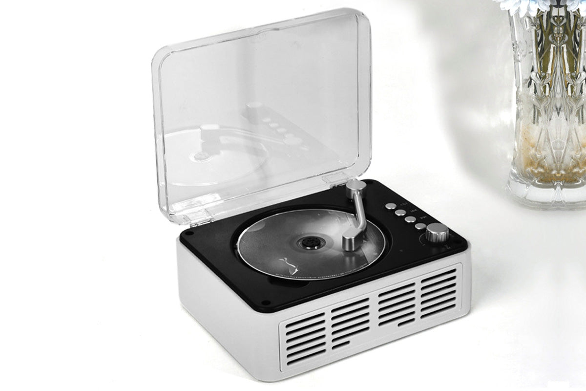 Retro CD Player Multifunctional Music Player with Bluetooth FM Radio for Home Use-White