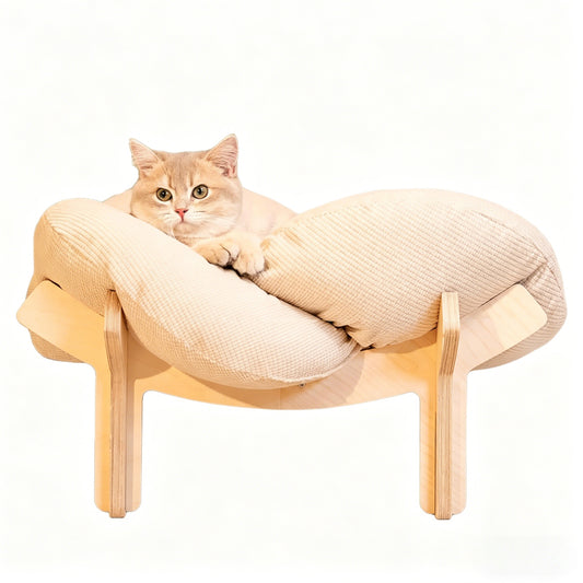 Wooden Pet Bed Elevated Flower Cat Bed Fluffy Pet Couch for Puppy