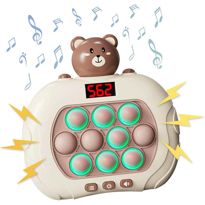 Fast Push Game Pop Puzzle Game Sensory Toys with Digital Display for Kids Brown Bear