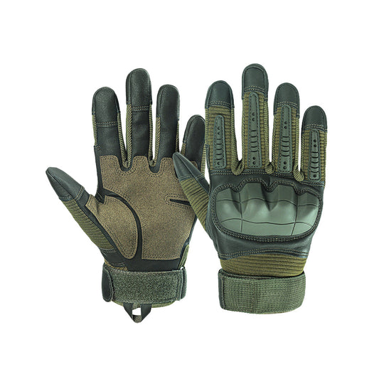 Full Finger Touch Screen Tactical Gloves Hard Knuckle Mitt for Motor Cycle Biking Racing Sports Green