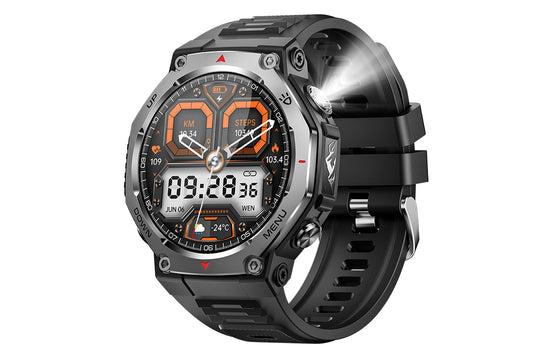 Smart Watch with Flashlight Fitness Tracker with Bluetooth Calls 100+Sports Modes -Black