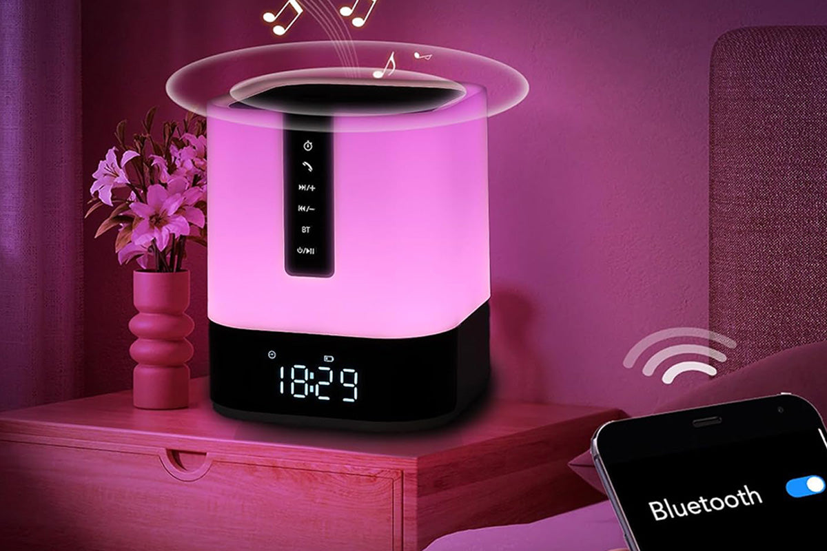 Bluetooth Speaker Touch Night Light LED RGB Alarm Clock Dimmable Lamp Speaker