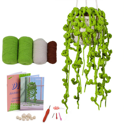 Knitting Kit for Beginners Hanging Potted Plants Needlework Starter Kit Style 3
