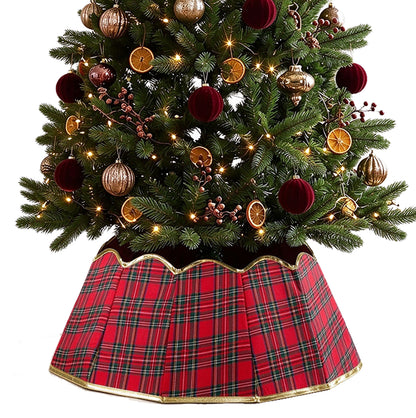 75cm Round Foldable Christmas Tree Skirt with Gold Trim