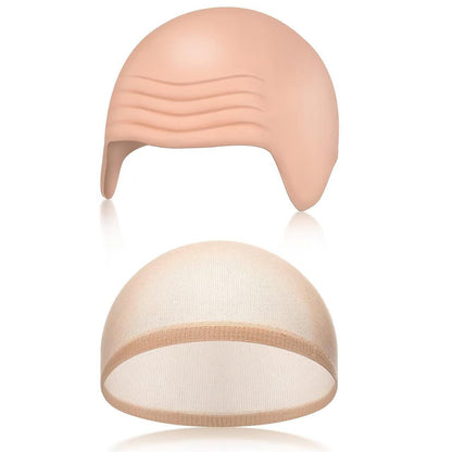 Wrinkled Bald Wig Cap with Short Ears and Wig Net for Cosplay Halloween