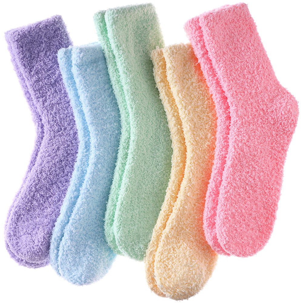 5 Pairs Womens Fuzzy Plush Socks Warm Winter Sleeping Soft Cozy Home Lounge