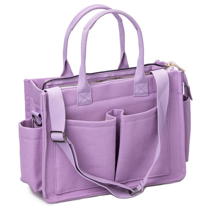 Large Canvas Tote Bag for Women Laptop Work Book Bags Crossbody Handbag Shoulder Travel Gym Bag Purple