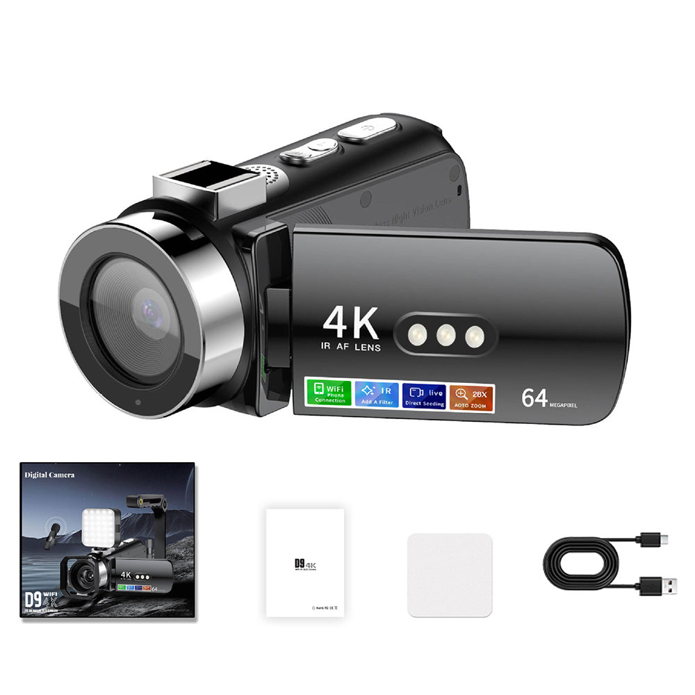 4K 64MP Video Camcorder with 28X Digital Zoom Vlogging Camera for YouTube Style 1
