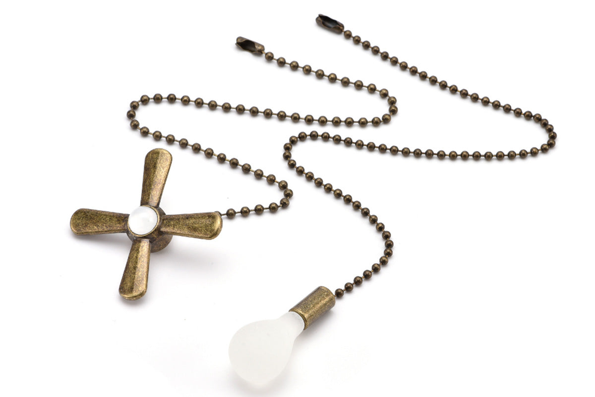 2Pcs Ceiling Fan Light Bulb Pull Chain Beaded Ball Extension Connector Decor-Bronze