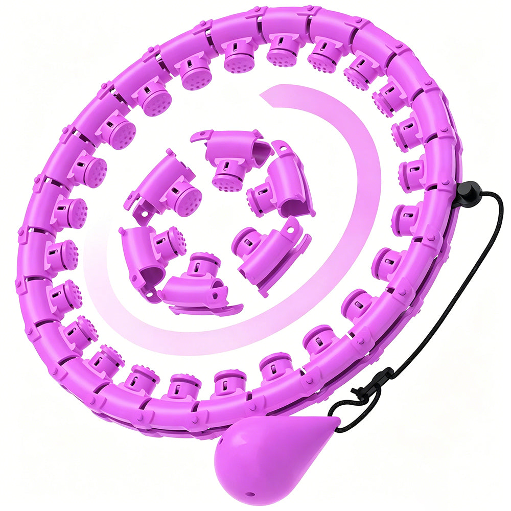 32 Section Detachable Weighted Hula Hoop Adjustable 26 to 58 Inches-Purple