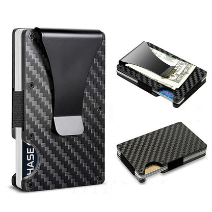 RFID Blocking Wallet Travel ID Card Holder with Metal Clip Black