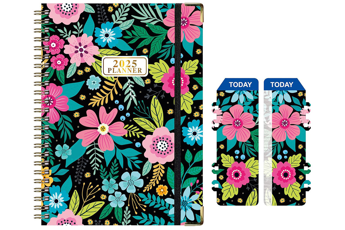 2025 Planner Book with Bookmark 2025 Calendar JAN 2025 - DEC 2025 Weekly and Monthly Academic Planner-Colorful Flowers